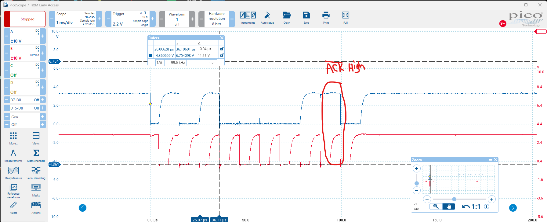 I2C transaction Scope Screen Shot